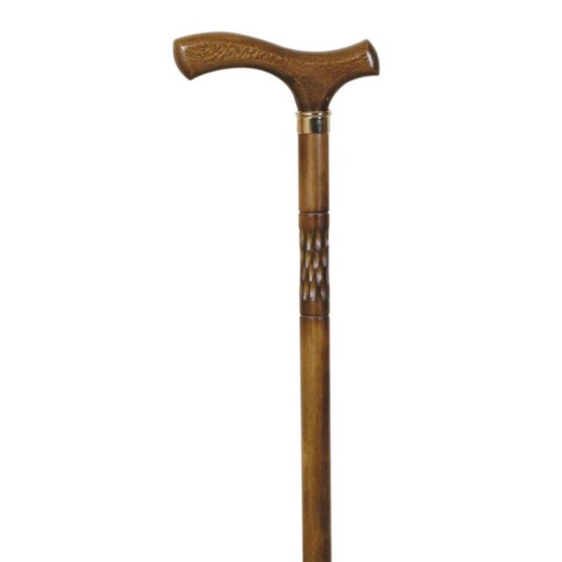 Bastón de madera tallado