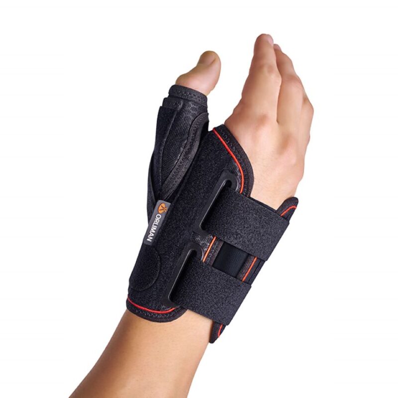 Muñequera semirrigida corta con ferula palmar-pulgar