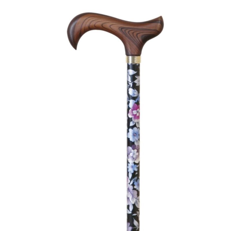 Bastón de madera con flores